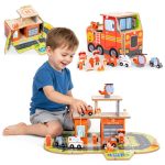 01 ecotoys drveni set za vatrogasnu postaju garaza s dodacimajpg 1