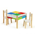 01 ecotoys stol sa spremnikom i ladicama za igracke i dvije stolice