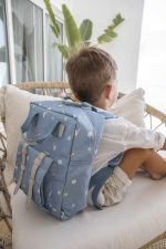 Kids Backpack Spaceship Dusty Blue Lifestyle 2